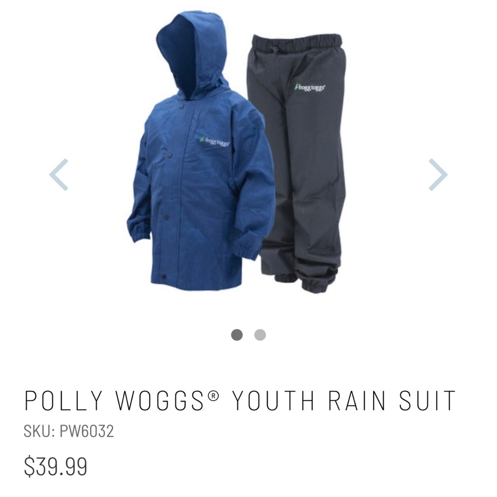 Kids frogg toggs raincoat and pants size small.